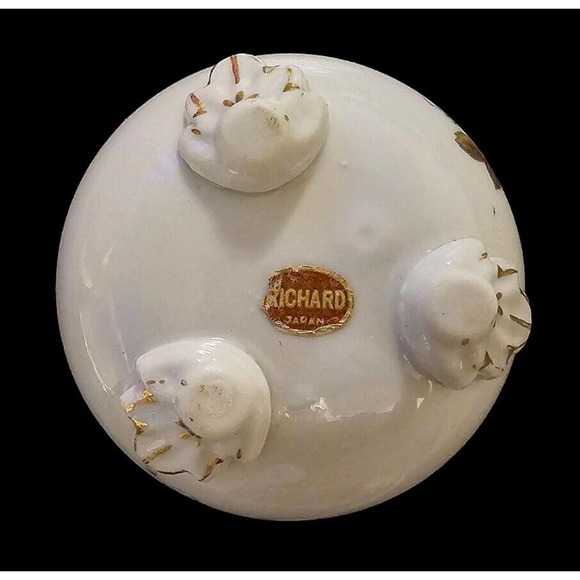 Vintage Porcelain Trinket Dish Andre Richard Japan Floral Missing Lid 3 Feet - Picture 5 of 8